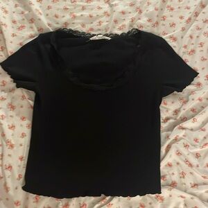 black lace trim tee